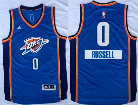 Oklahoma City Thunder #0 Russell Westbrook Revolution 30 Swingman 2014 Christmas Day Blue Jersey