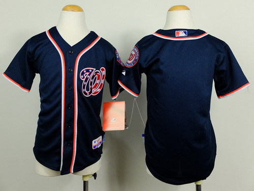 Washington Nationals Blank Navy Blue Kids Jersey