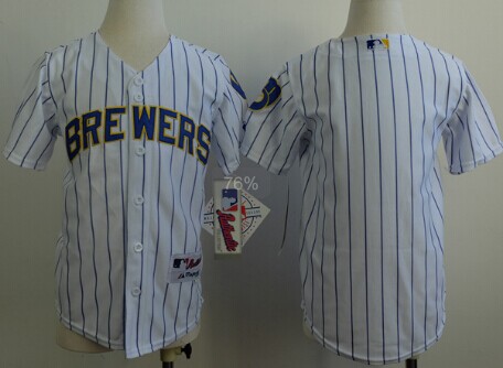 Milwaukee Brewers Blank White Pinstripe Kids Jersey