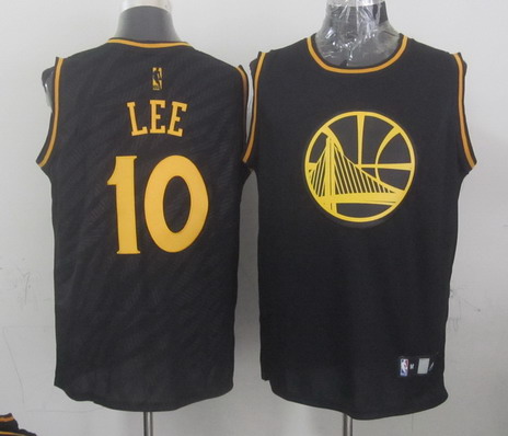 Golden State Warriors #10 David Lee Revolution 30 Swingman 2014 Black With Gold Jersey