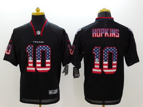 Nike Houston Texans #10 DeAndre Hopkins 2014 USA Flag Fashion Black Elite Jersey