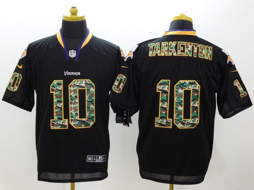 Nike Minnesota Vikings #10 Fran Tarkenton Black With Camo Elite Jersey