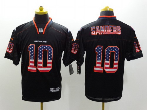 Nike Denver Broncos #10 Emmanuel Sanders 2014 USA Flag Fashion Black Elite Jersey