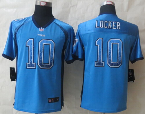 Nike Tennessee Titans #10 Jake Locker Drift Fashion Blue Kids Jersey