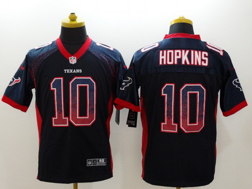 Nike Houston Texans #10 DeAndre Hopkins Drift Fashion Blue Elite Jersey