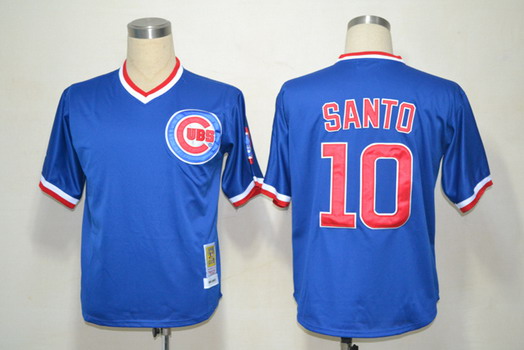 Chicago Cubs #10 Ron Santo 1984 Blue Throwback Jersey