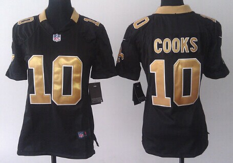 Nike New Orleans Saints #10 Brandin Cooks Black Game Womens Jersey