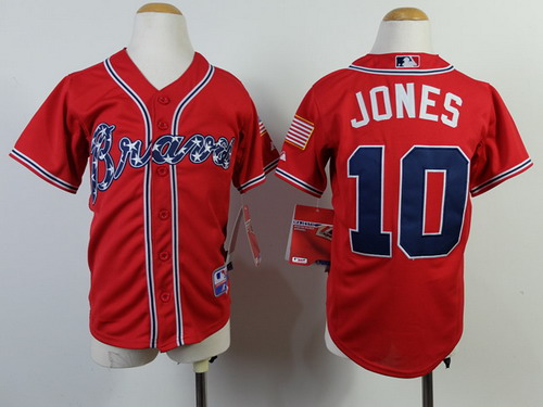 Atlanta Braves #10 Chipper Jones 2014 Red Kids Jersey