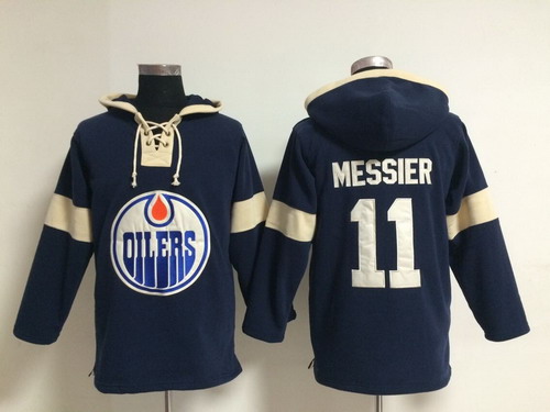 2014 Old Time Hockey Edmonton Oilers #11 Mark Messier Navy Blue Hoodie