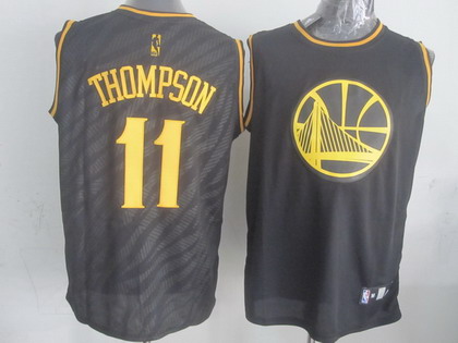 Golden State Warriors #11 Klay Thompson Revolution 30 Swingman 2014 Black With Gold Jersey