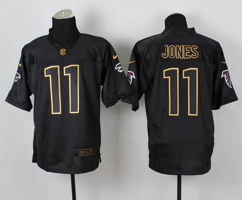 Nike Atlanta Falcons #11 Julio Jones 2014 All Black/Gold Elite Jersey