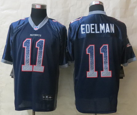 Nike New England Patriots #11 Julian Edelman Drift Fashion Blue Elite Jersey