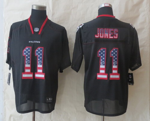 Nike Atlanta Falcons #11 Julio Jones 2014 USA Flag Fashion Black Elite Jersey