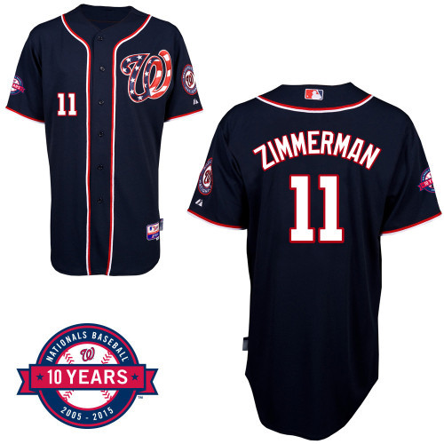 Washington Nationals #11 Ryan Zimmerman Navy Blue 10TH Jersey