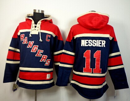 Old Time Hockey New York Rangers #11 Mark Messier Navy Blue Hoodie