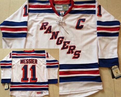 New York Rangers #11 Mark Messier White Throwback CCM Jersey 