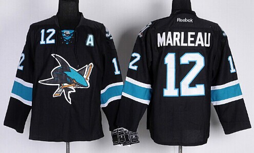 San Jose Sharks #12 Patrick Marleau Black Third Jersey