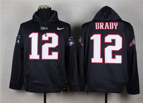 Nike New England Patriots #12 Tom Brady Blue Hoodie