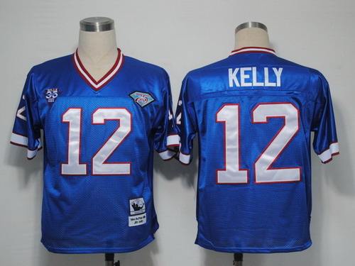 Buffalo Bills #12 Jim Kelly Blue Throwback Jersey