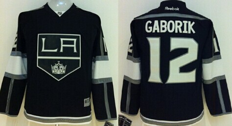 Los Angeles Kings #12 Marian Gaborik Black Kids Jersey