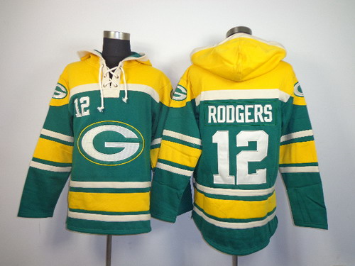 Green Bay Packers #12 Aaron Rodgers 2014 Green Hoodie