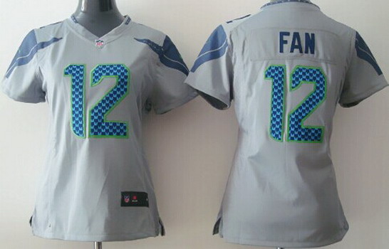 Nike Seattle Seahawks #12 Fan Gray Game Womens Jersey