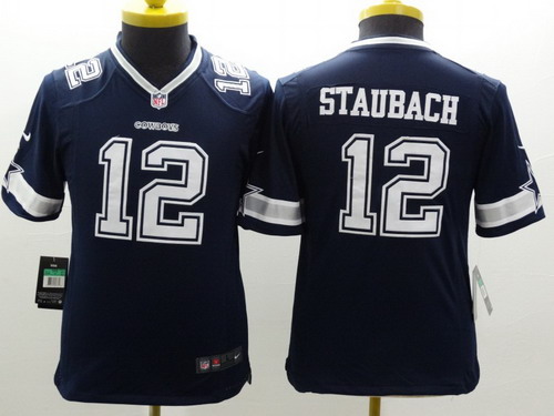 Nike Dallas Cowboys #12 Roger Staubach Blue Limited Kids Jersey