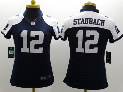 Nike Dallas Cowboys #12 Roger Staubach Blue Thanksgiving Limited Womens Jersey