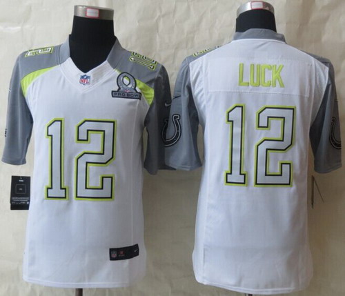 Nike Team Carter #12 Andrew Luck 2015 Pro Bowl White Elite Jersey