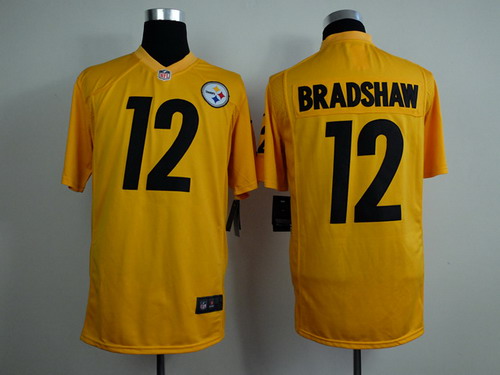 Nike Pittsburgh Steelers #12 Terry Bradshaw Yellow Game Jersey