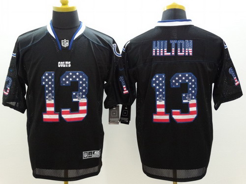 Nike Indianapolis Colts #13 T.Y. Hilton 2014 USA Flag Fashion Black Elite Jersey