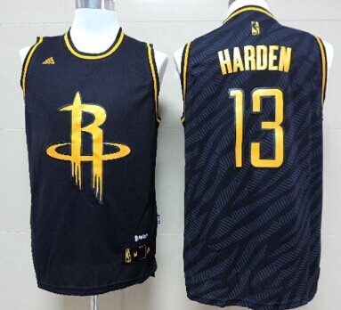 Houston Rockets #13 James Harden Revolution 30 Swingman 2014 Black With Gold Jersey