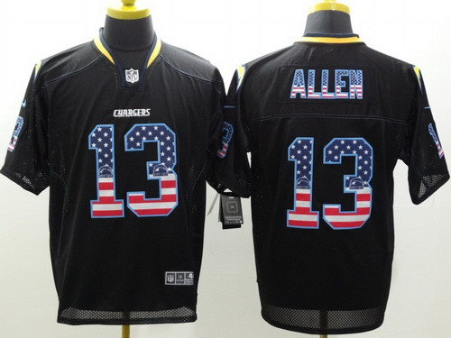 Nike San Diego Chargers #13 Keenan Allen 2014 USA Flag Fashion Black Elite Jersey