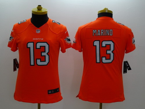 Nike Miami Dolphins #13 Dan Marino 2013 Orange Limited Womens Jersey 