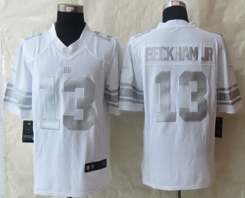 Nike New York Giants #13 Odell Beckham Jr Platinum White Limited Jersey