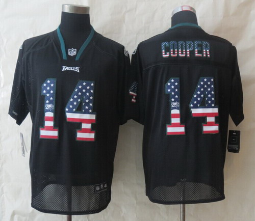 Nike Philadelphia Eagles #14 Riley Cooper 2014 USA Flag Fashion Black Elite Jersey