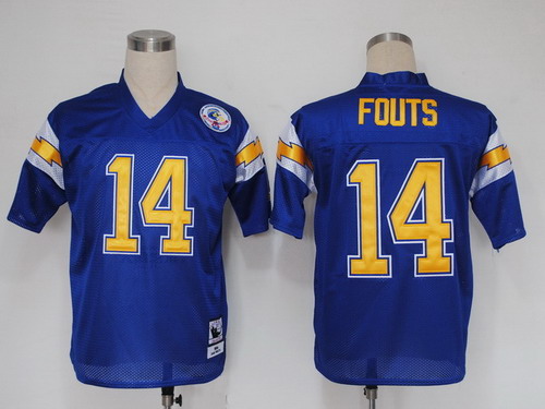 San Diego Chargers #14 Dan Fouts Navy Blue Throwback Jersey