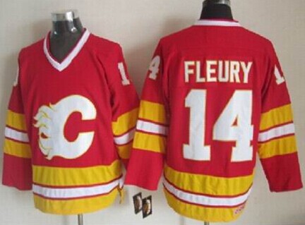 Calgary Flames #14 Theoren Fleury Red Third Throwback CCM Jersey