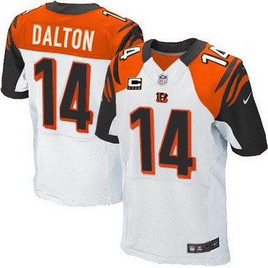 Nike Cincinnati Bengals #14 Andy Dalton White C Patch Elite Jersey