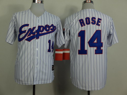 Montreal Expos #14 Pete Rose 1982 White Pinstripe Throwback Jersey