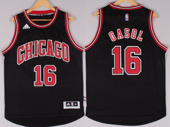 Chicago Bulls #16 Pau Gasol Revolution 30 Swingman 2014 New Black Jersey