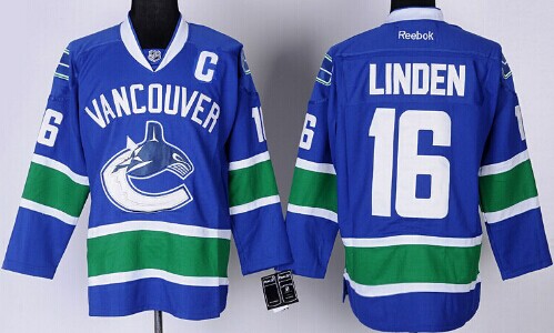 Vancouver Canucks #16 Trevor Linden Blue Jersey