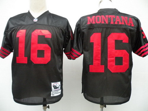 San Francisco 49ers #16 Joe Montana Black Throwback Jersey