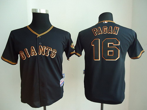 San Francisco Giants #16 Angel Pagan Black Kids Jersey