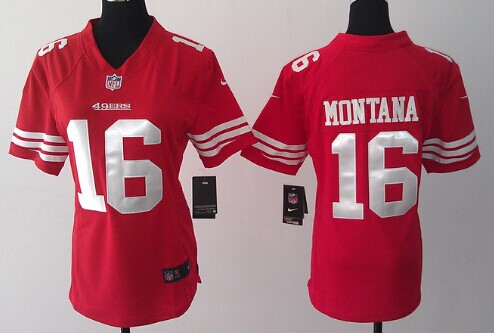 Nike San Francisco 49ers #16 Joe Montana Red Game Womens Jersey