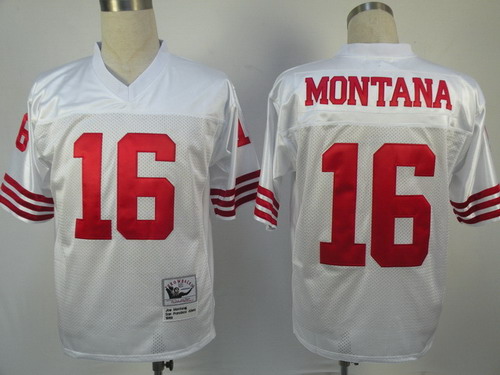 San Francisco 49ers #16 Joe Montana White Throwback Jersey