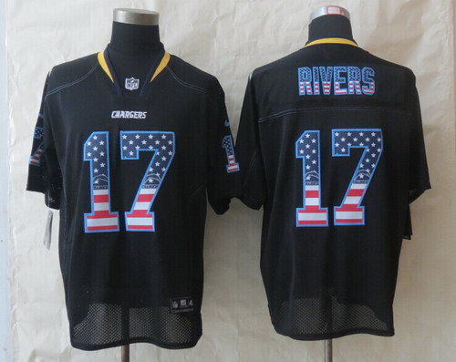 Nike San Diego Chargers #17 Philip Rivers 2014 USA Flag Fashion Black Elite Jersey