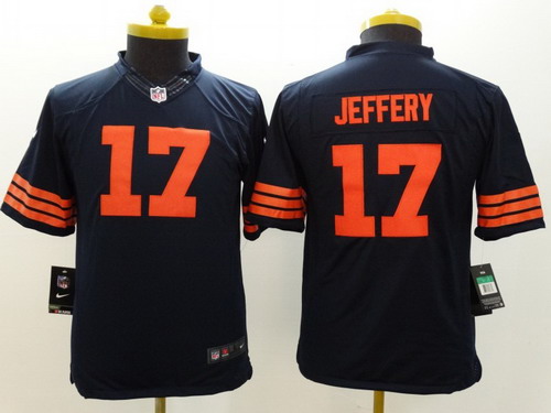 Nike Chicago Bears #17 Alshon Jeffery Blue With Orange Limited Kids Jersey