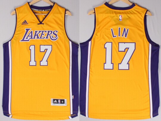 Los Angeles Lakers #17 Jeremy Lin Revolution 30 Swingman 2014 New Yellow Jersey