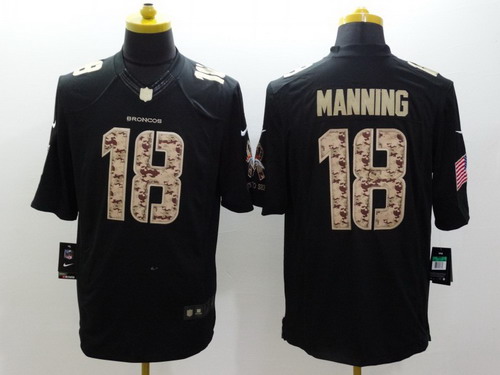 Nike Denver Broncos #18 Peyton Manning Salute to Service Black Limited Jersey